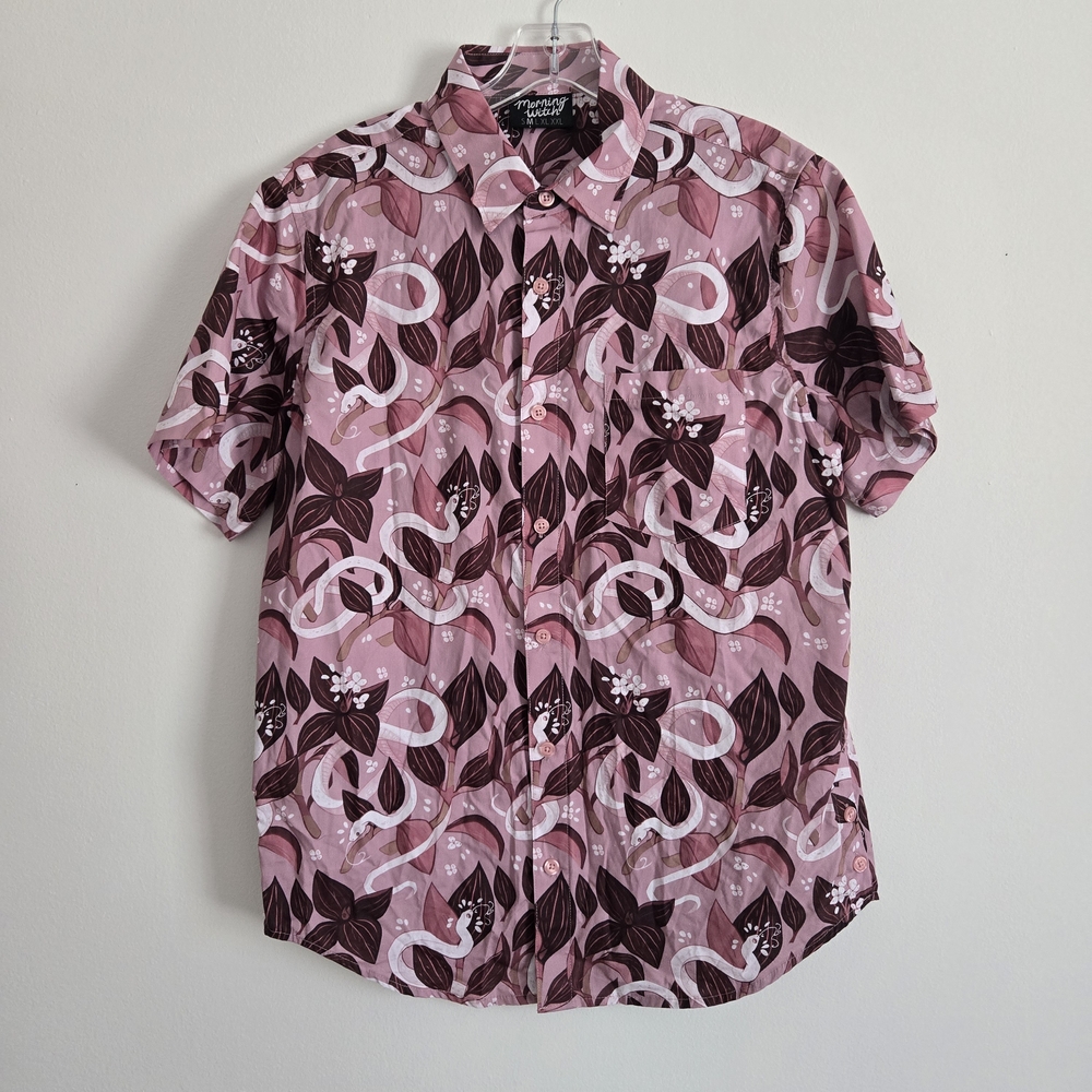 Morningwitch Jewel Orchid & Snake Print Button Down Size Medium